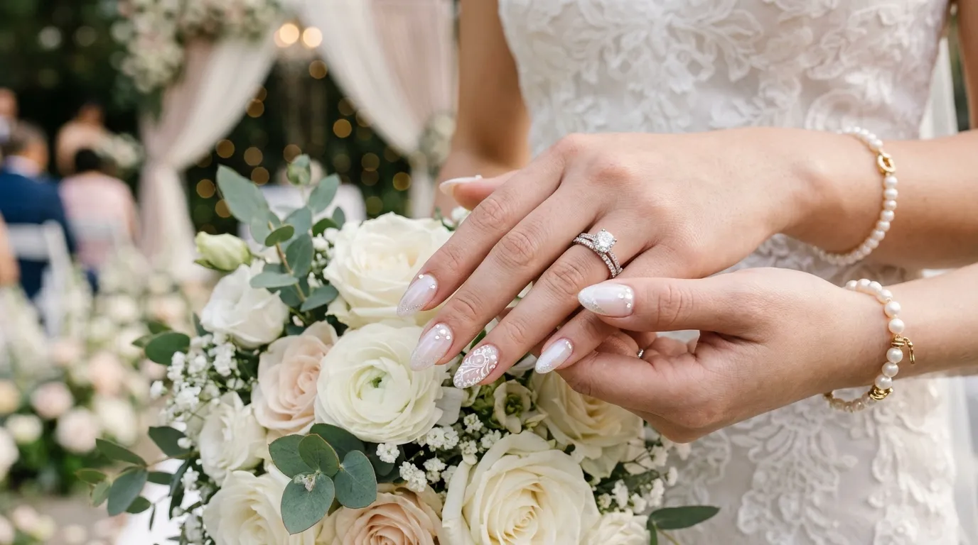 Classic sheer pink bridal soap nails