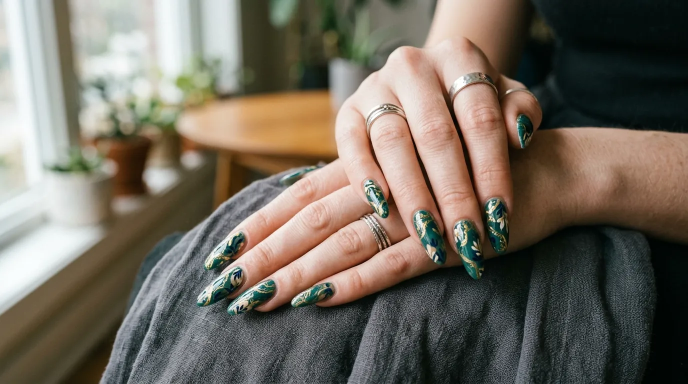Nails long soap — coffin almond shape gel extensions close up