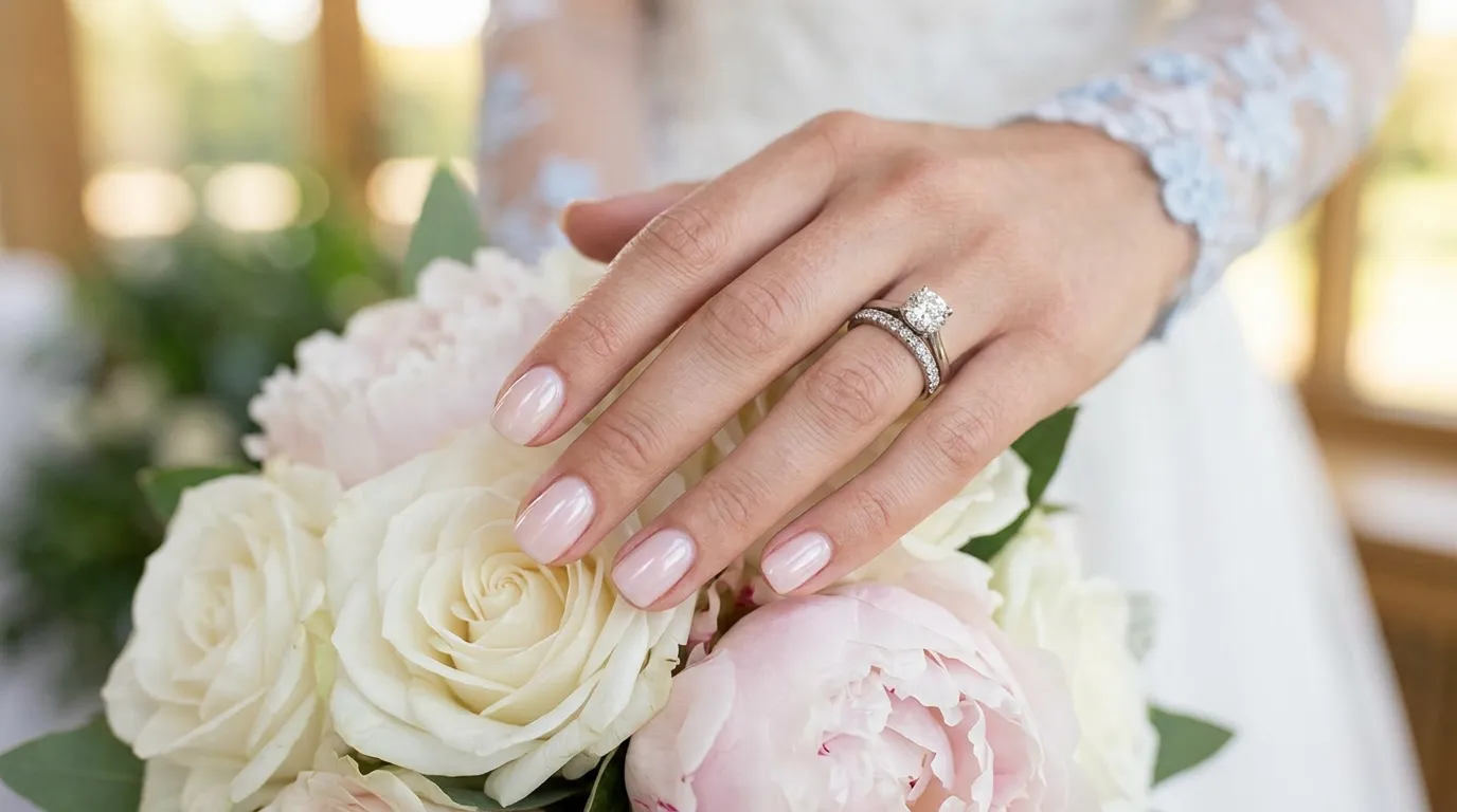 Nude blush bridal soap nails wedding