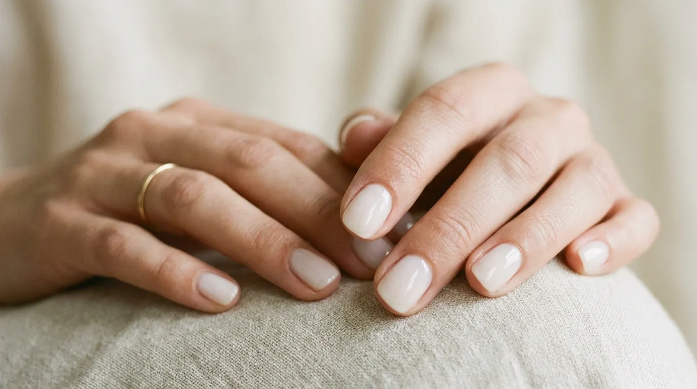 Trending minimalist soap nails 2026 — clean sheer finish showing the quiet luxury aesthetic across different lighting