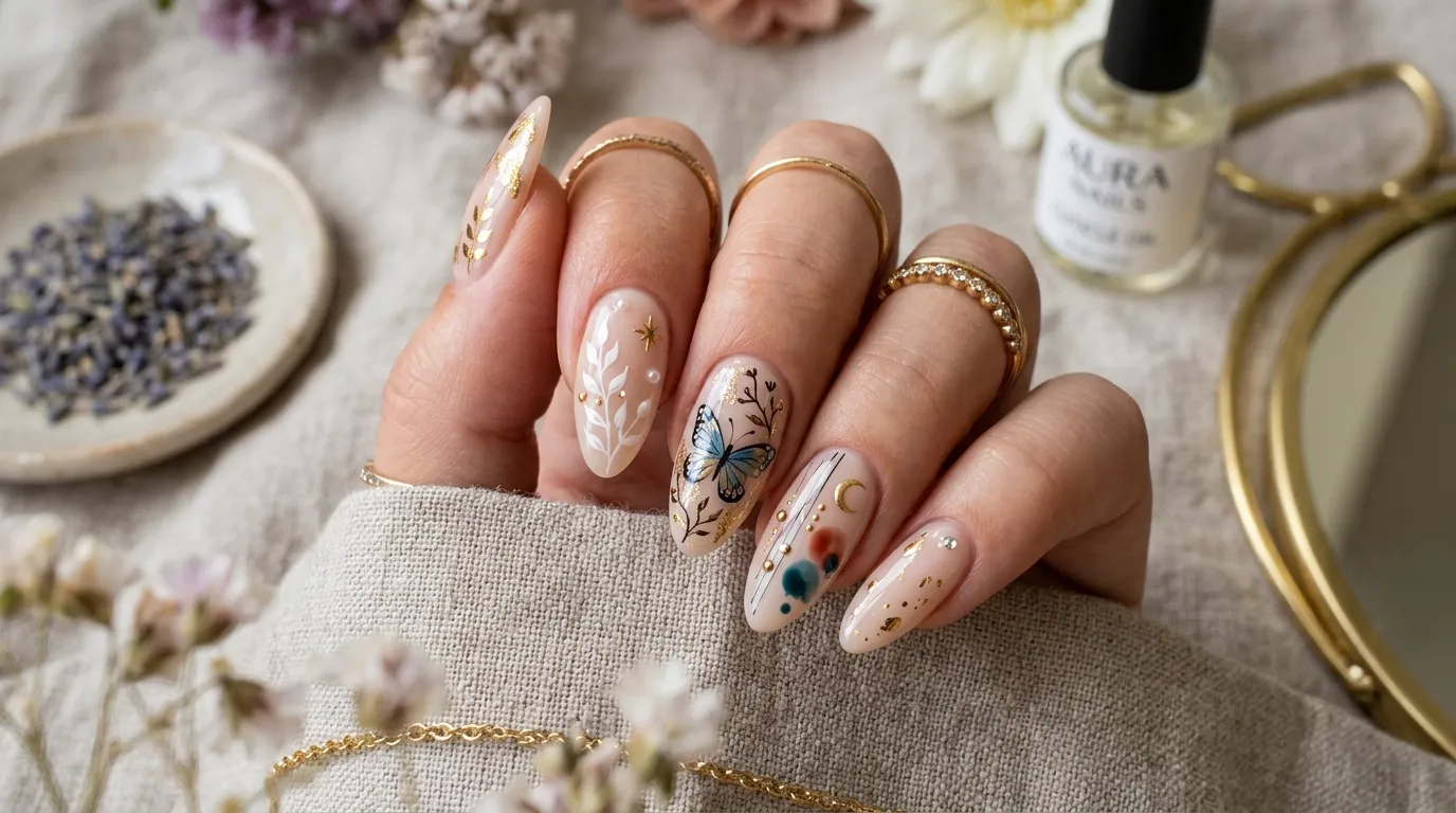 Trending nail art design 2026 — soap nails chrome French tip glitter