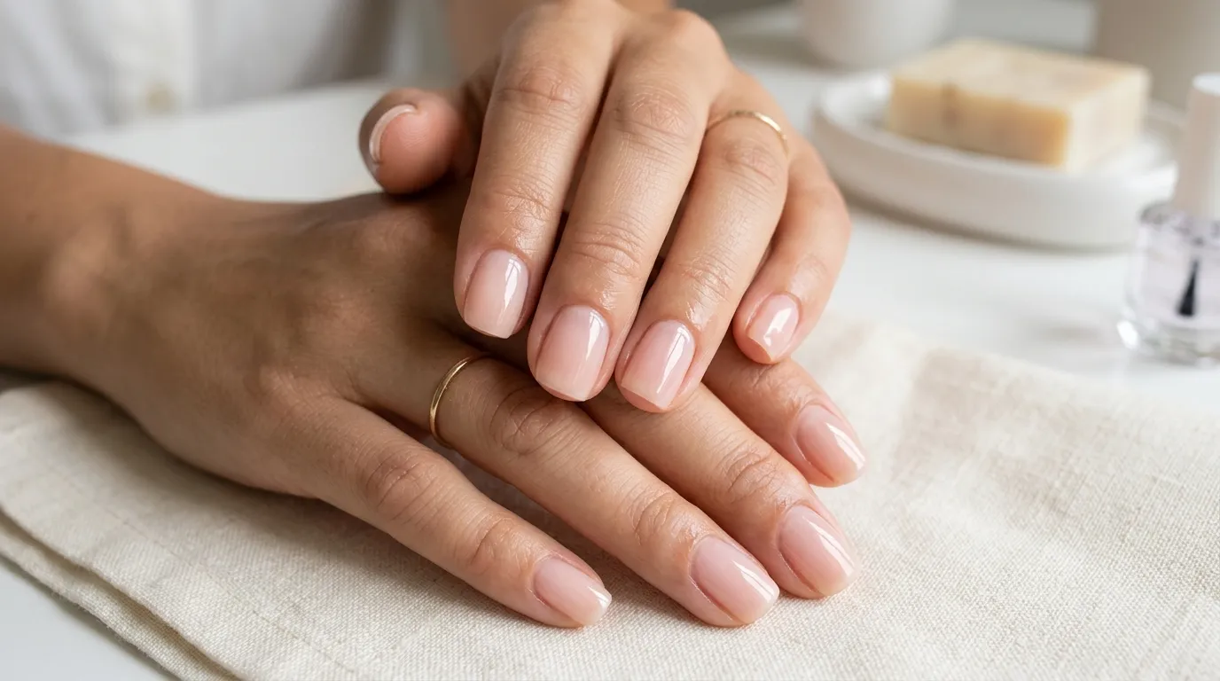 Nail nude soap — caramel honey sheer gel soap nail close up