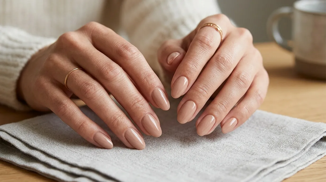Nude soap nails — skin-matching sheer gloss almond shape
