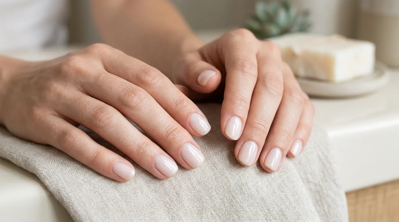 Nude soap nails — sheer skin-matching ultra-glossy manicure 2026