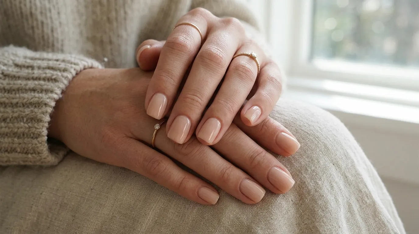 Soap nails nude — barely there ultra-glossy translucent finish 2026