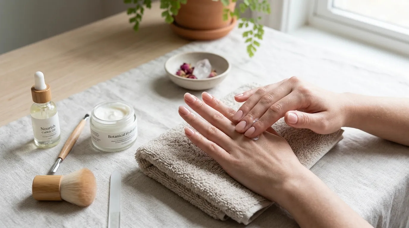 Soap nails routine aftercare — gloves during cleaning to protect gloss finish
