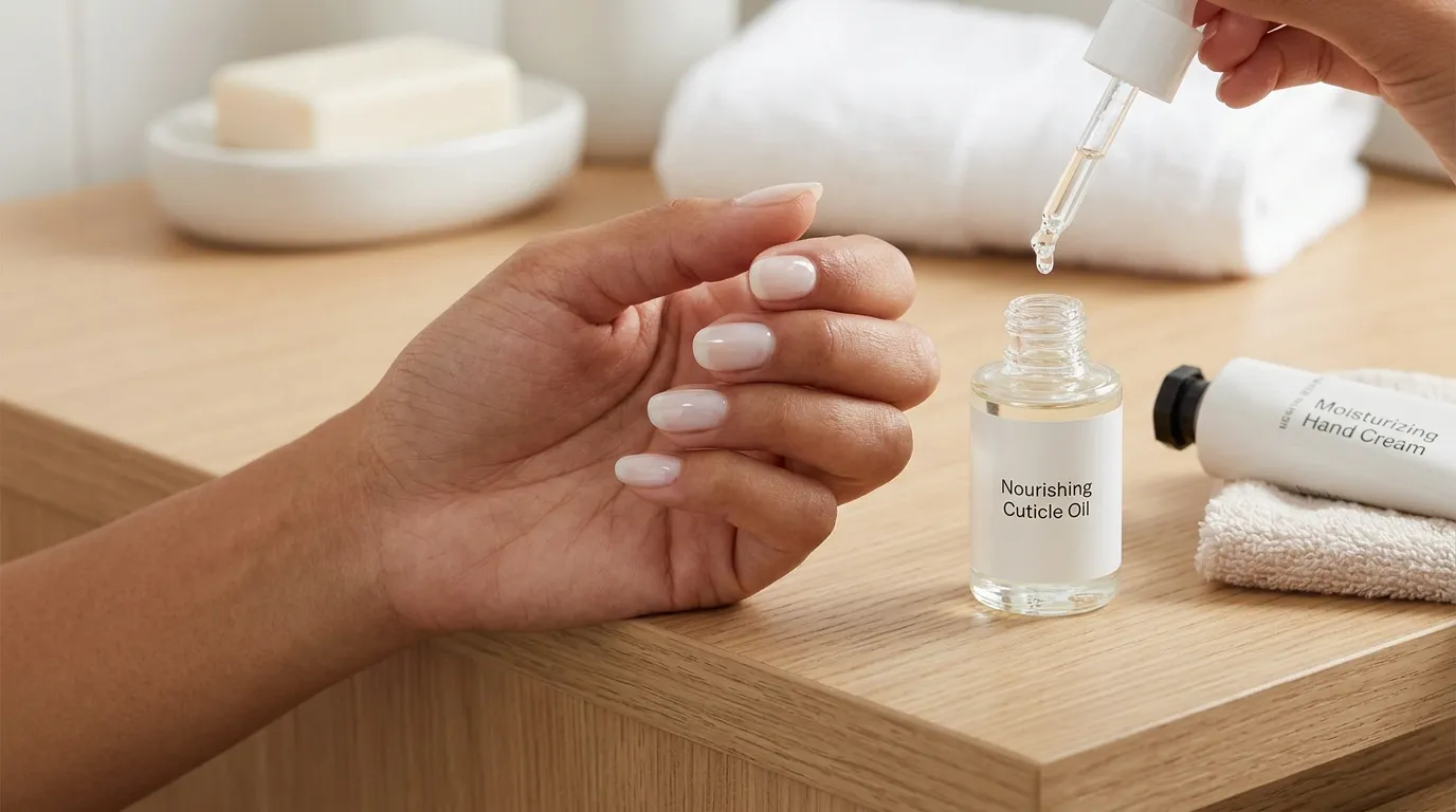 Routine soap nails aftercare — top coat refresh application technique at day 5