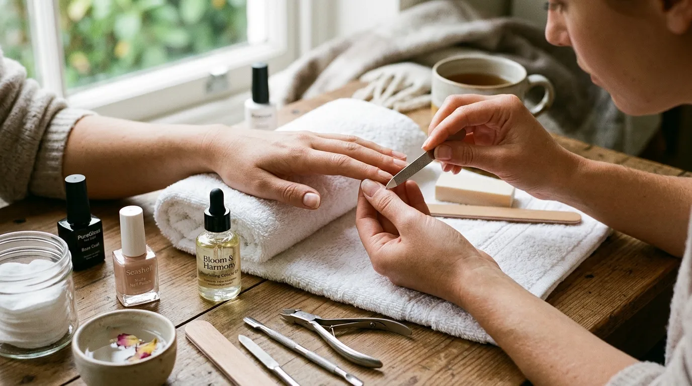 Proper soap nail aftercare — cuticle oil application and glove protection