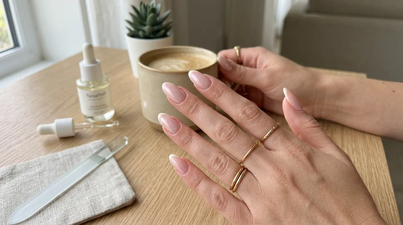 Perfect soap nail care routine — maintained gloss, hydrated cuticles, and clean finish at week 3