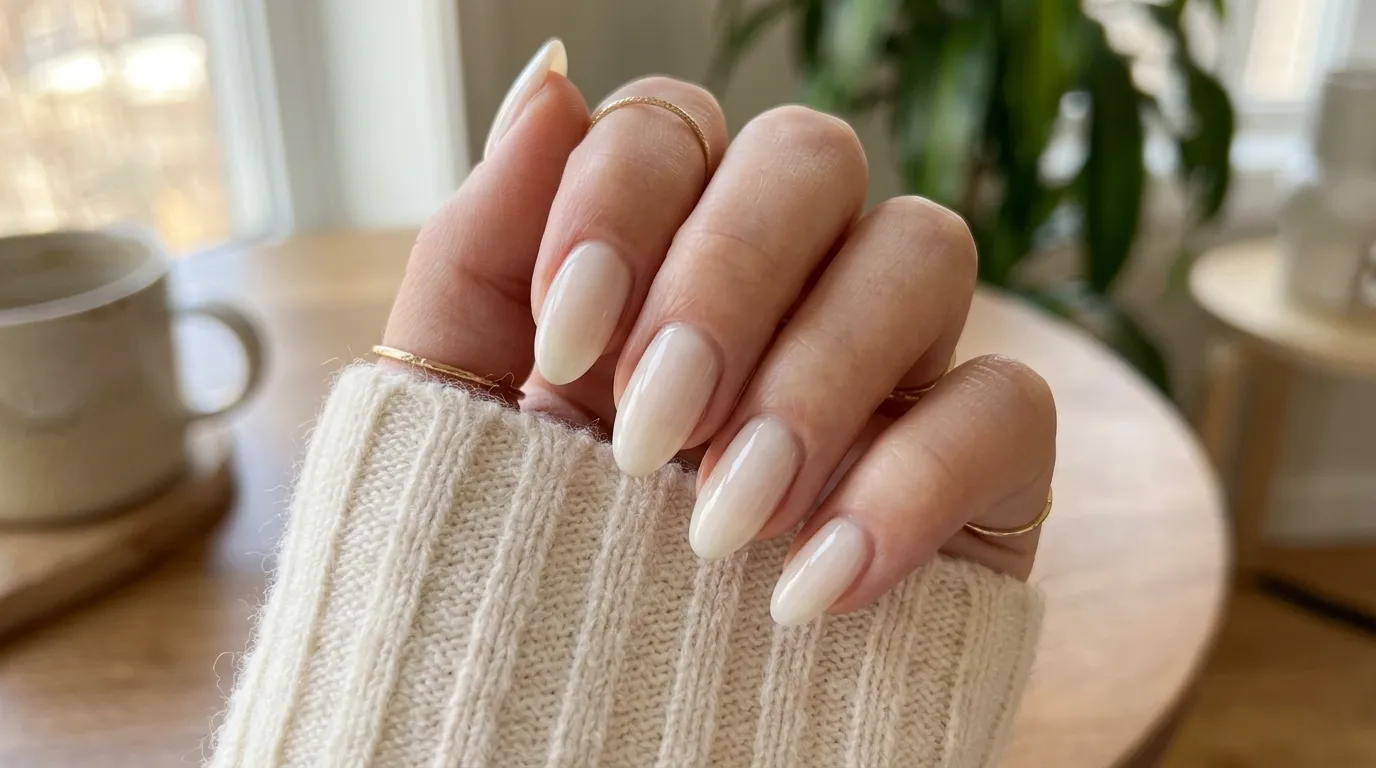 Milky soap nails soft white translucent