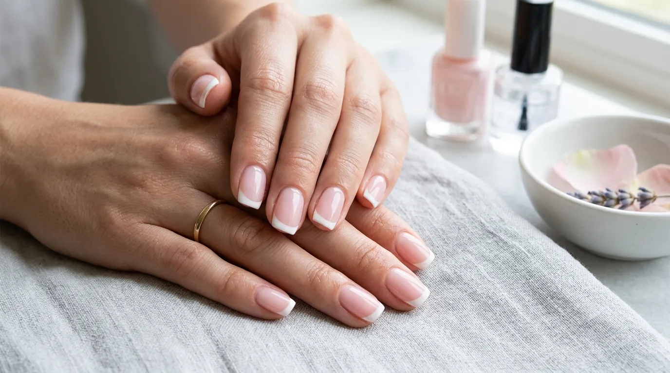 Classic soap nails manicure sheer pink